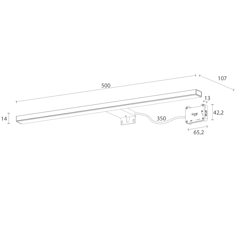 ESTHER 2 LED svítidlo, 8 W, 500x14x107 mm, IP44, černá E27586CI