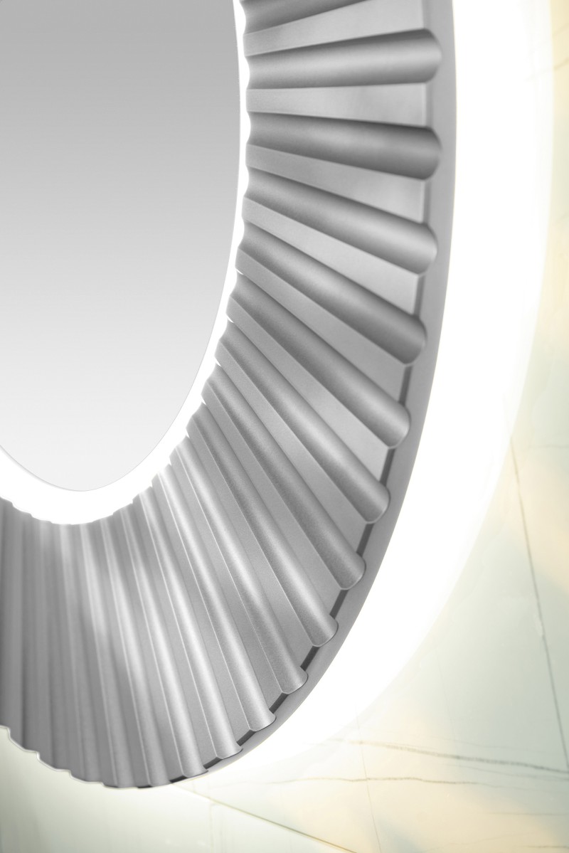 PRIDE STRIP kulaté zrcadlo s LED osvětlením v rámu ø 75cm, stříbrná PD752
