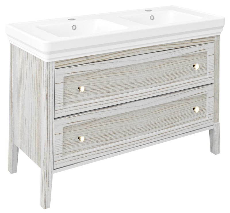 CROSS umyvadlová skříňka 116x77,5x49,5cm, 2x zásuvka, starobílá CR225