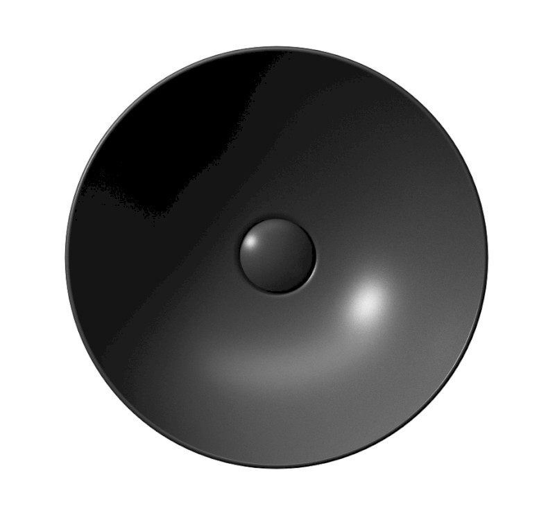 PURA keramické umyvadlo na desku vysoké, průměr 42cm, černá mat 885226