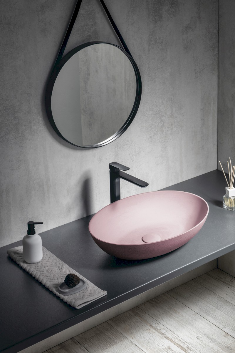 FORMIGO betonové umyvadlo na desku, 60x40cm, růžová mat FG221
