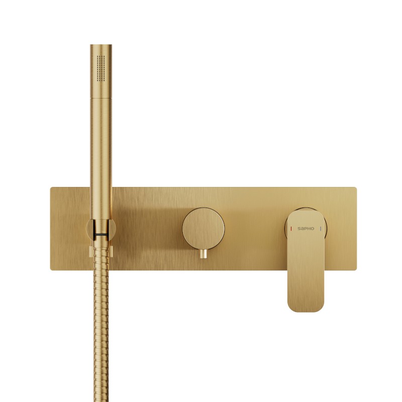 SPY podomítková sprchová/vanová baterie s ruční sprchou, 3 výstupy, zlato mat PY53/19
