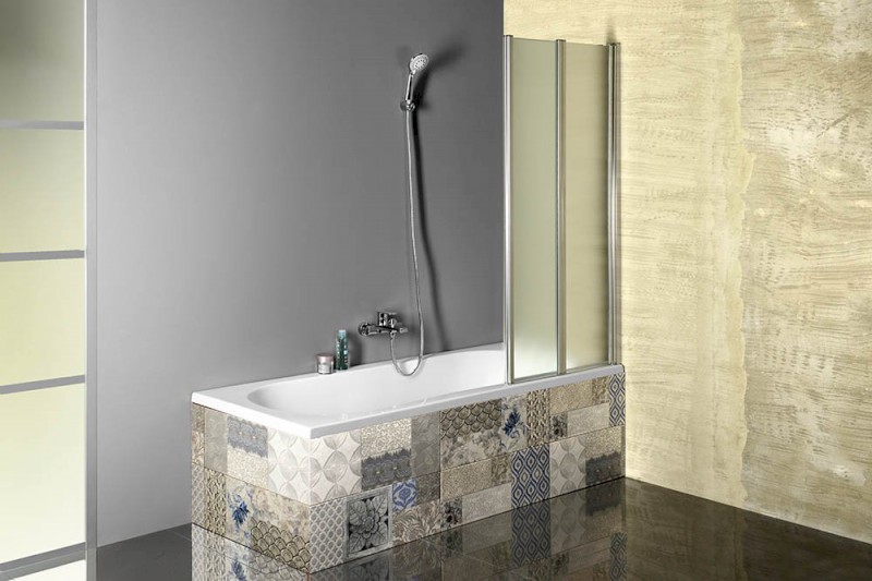 VANDA vanová zástěna skládací 1000x1400 mm, chrom, sklo matné AQ1140