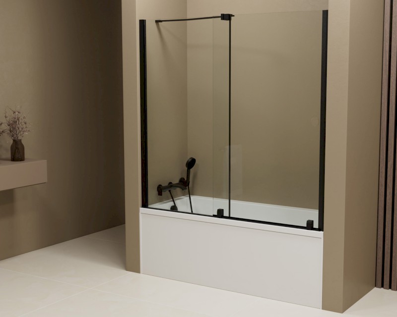 ROLLS BLACK vanová zástěna 1200x1500mm, čiré sklo BS-R120B