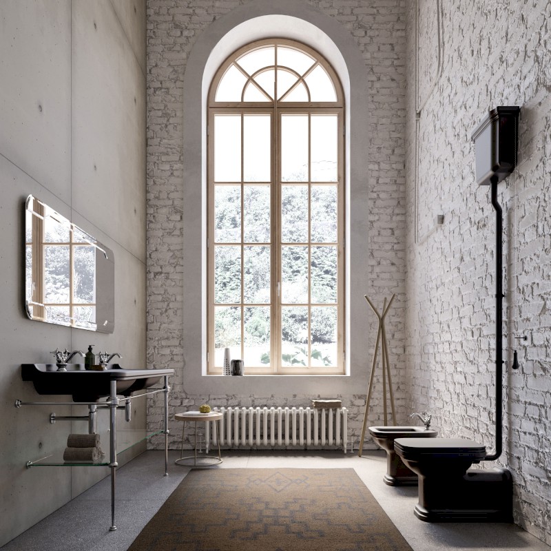 WALDORF WC mísa stojící, 37x65cm, spodní/zadní odpad, černá mat 411631