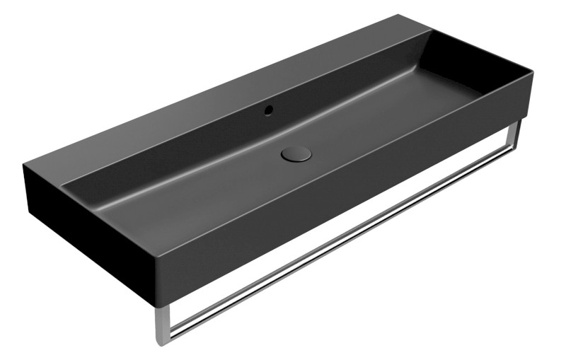 KUBE X keramické umyvadlo 120x47cm, bez otvoru, černá mat 9424026