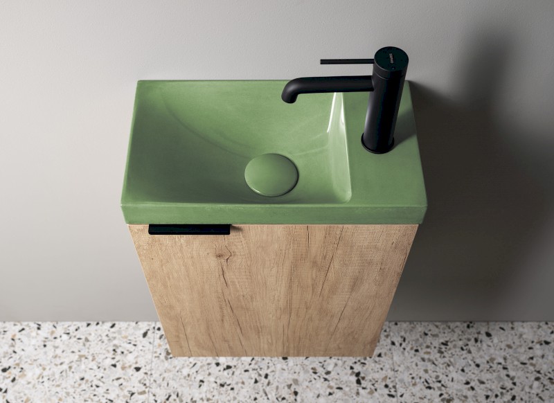 AGOS betonové umývátko 40x22cm, levé/pravé, zelená pololesk AS40023