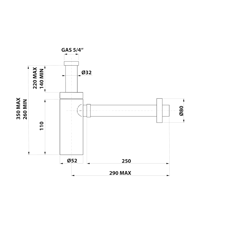 KING umyvadlový sifon 5/4