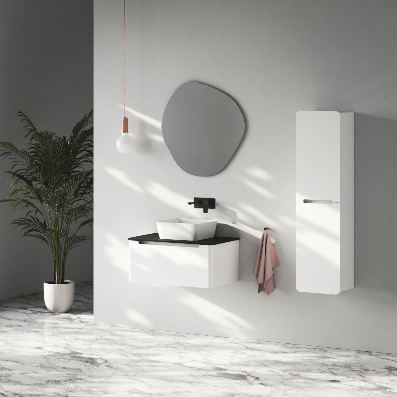 KERALA skříňka vysoká 38x143x32cm, 2x dvířka, levá/pravá, bílá lesk KR350-3030