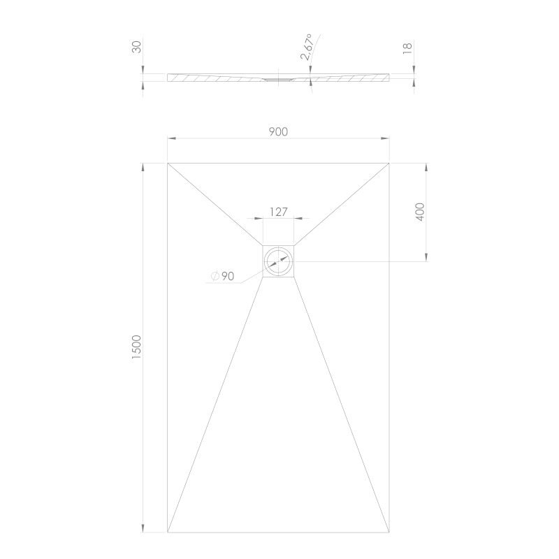 TRENECA vanička z litého mramoru s možností úpravy rozměru, 150x90cm, šedá mat 84310.31