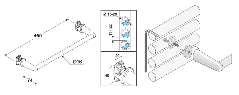 Sušák ručníků na otopná tělesa 46cm rovný, bílá IDR-50