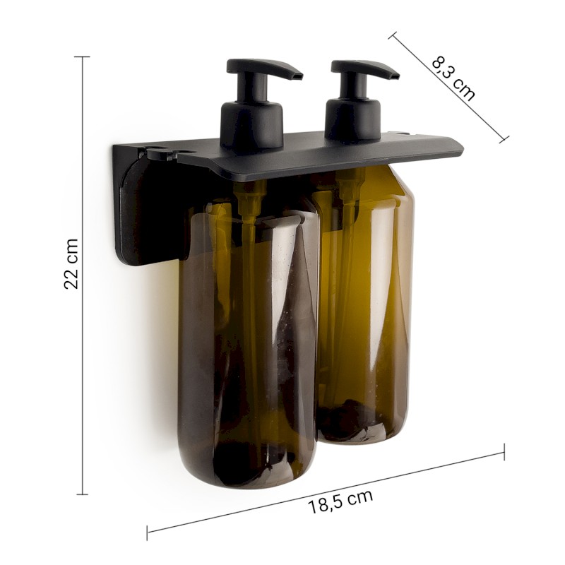 GROUPER dvojitý dávkovač tekutého mýdla na zavěšení, 2x500ml, hnědá 2159