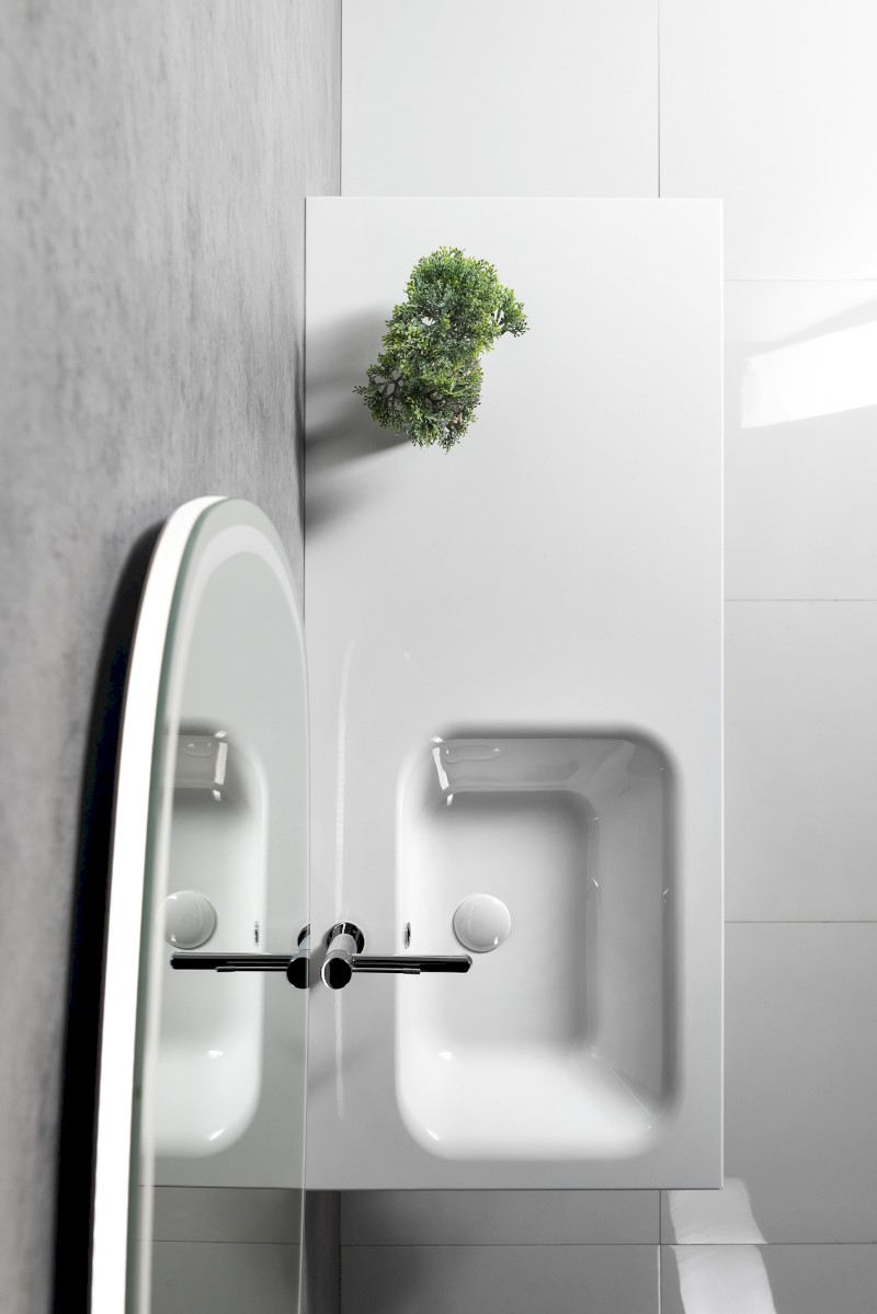 ARECA umyvadlo, litý mramor, 141x51,5cm, levé, bílá AC141L