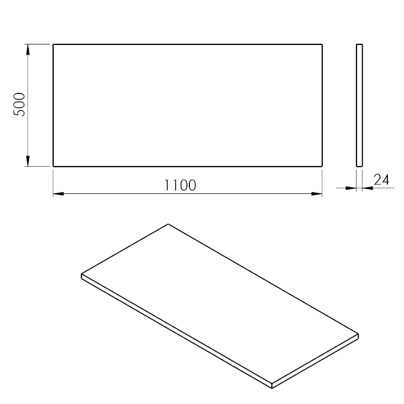PLATO deska Rockstone 1100x24x500mm, bílá mat PL110-0101