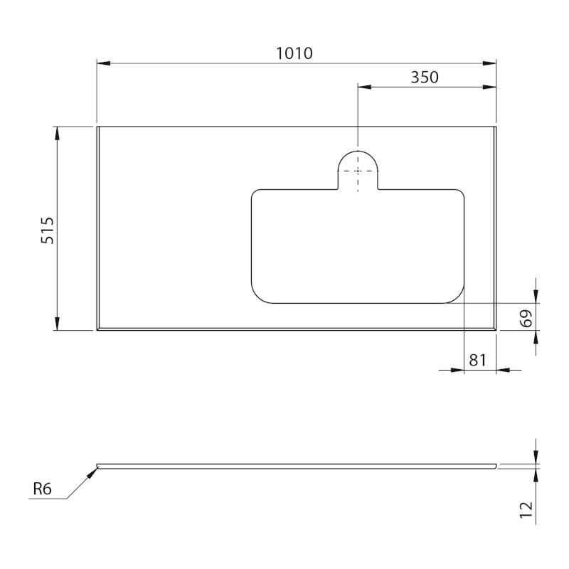 BRAHEA deska rockstone s otvorem 101x51,5cm (30+70cm), pravá, bílá mat BL101-0101-R-70