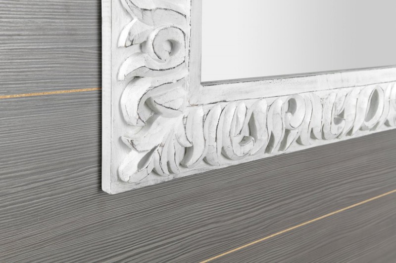 ZEEGRAS zrcadlo ve vyřezávaném rámu 90x90cm, bílá IN395