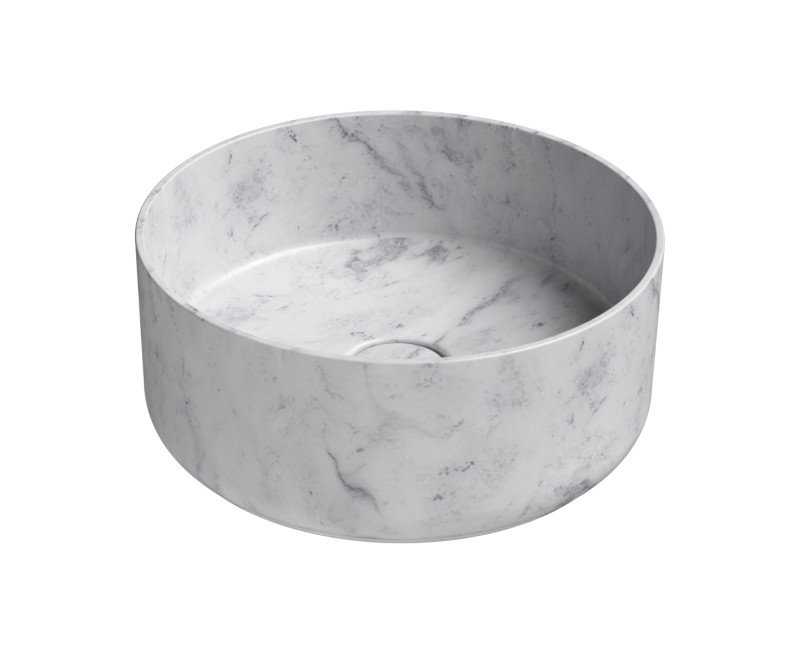 ALTACERAMICA keramické umyvadlo na desku, průměr 40cm, mramor/bílá mat AC30135