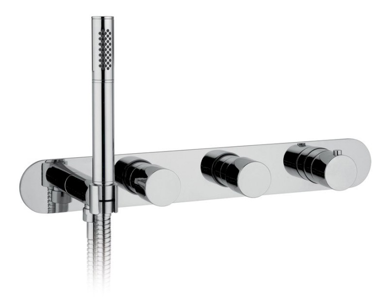 Podomítková termostatická sprchová/vanová baterie s držákem ruční sprchy, 2 výstupy,kulatá,chrom MB623