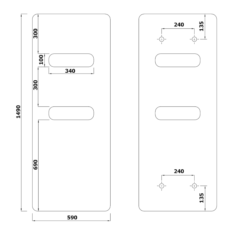 TABELLA OPEN otopné těleso 590x1490 mm, bílá mat MI1459