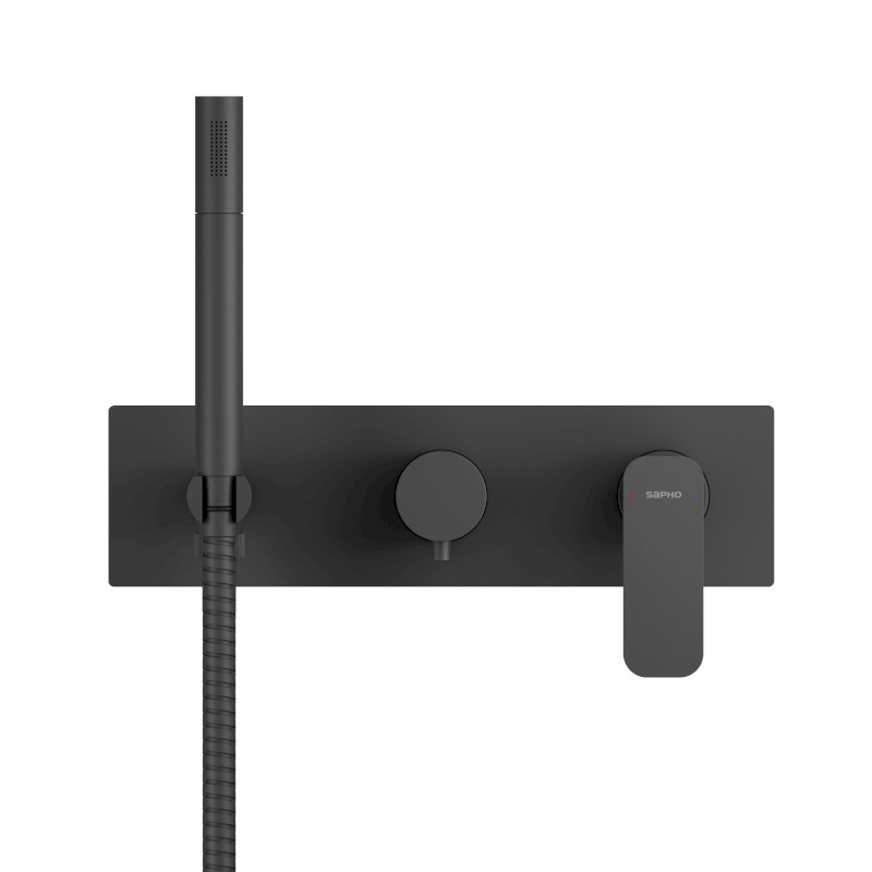 SPY podomítková sprchová/vanová baterie s ruční sprchou, 3 výstupy, černá mat PY53/15