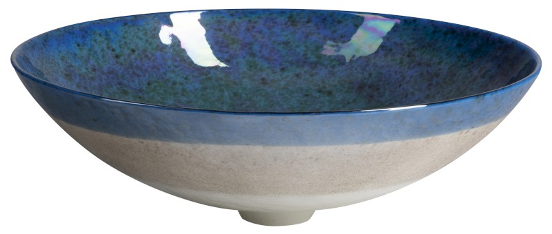 ZAFFIRO MURANO skleněné umyvadlo na desku, průměr 41cm, ivory/modrá YM1235