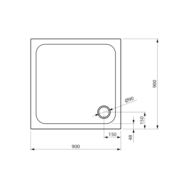 ELZA sprchová vanička z litého mramoru, čtverec 90x90cm, bílá 801.112.4