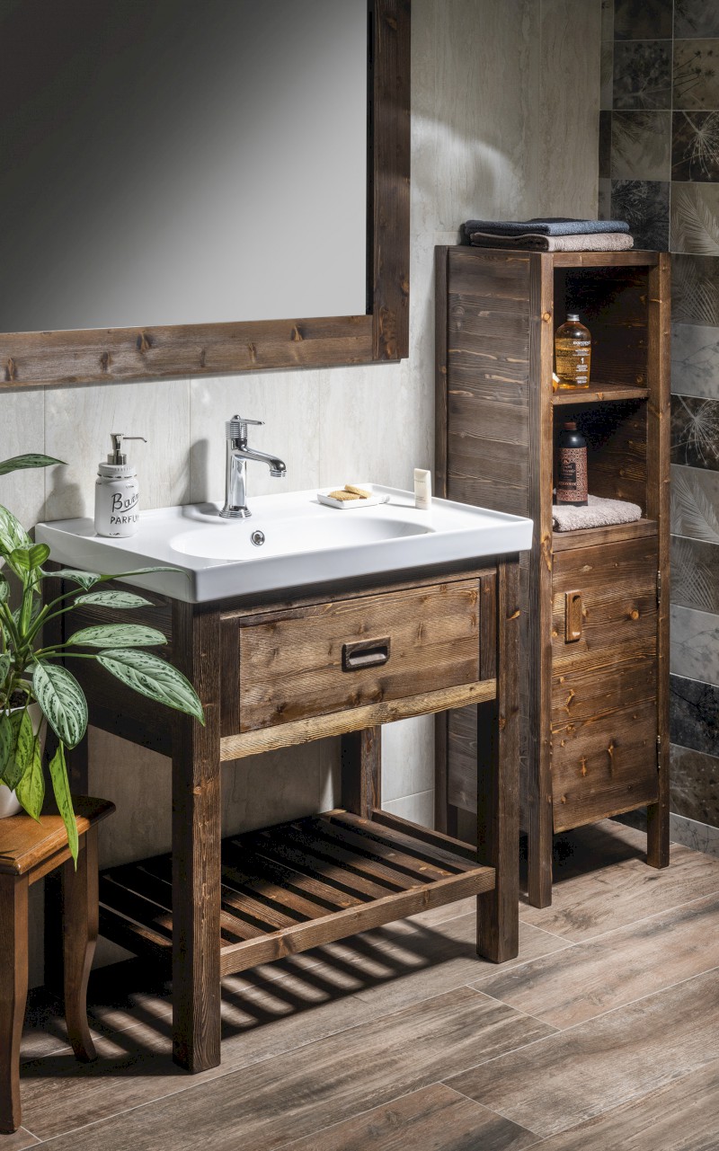 BRAND umyvadlová skříňka 76x83x43cm, mořený smrk BA088S