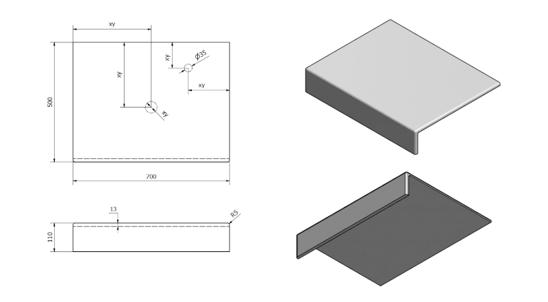 TAILOR rockstone deska 70x50 cm, provedení límce F TR070F