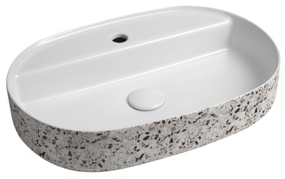 INFINITY OVAL keramické umyvadlo na desku, 60x40cm, terrazzo 10NF65060-2L-TRZ
