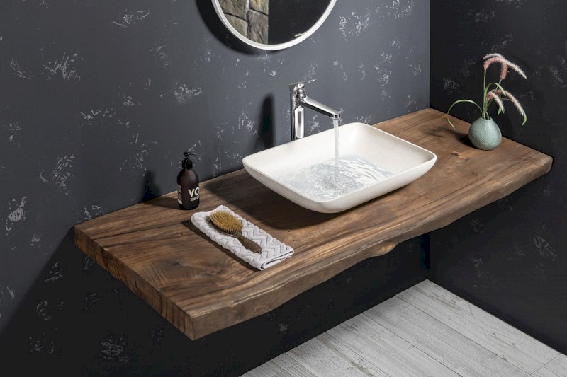 INFRANE betonové umyvadlo na desku, včetně výpusti, 57x37cm, bílý pískovec AR460