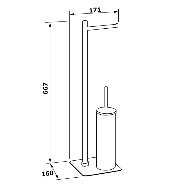 ARTU stojan s držákem na toaletní papír a WC štětkou, hranatý, černá mat 113214