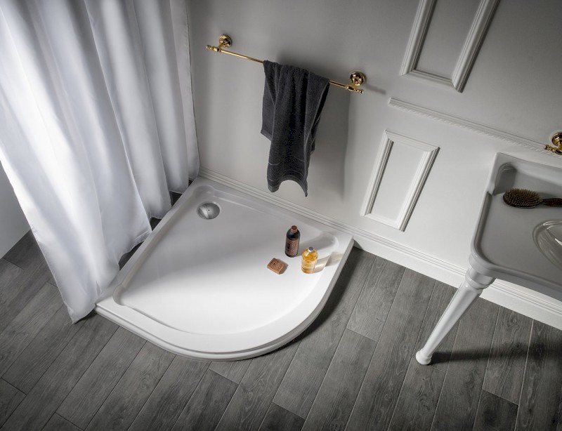 HERA sprchová vanička z litého mramoru, čtvrtkruh, 90x90x7,5cm, R550, bílá GH559