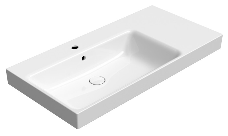 NUBES keramické umyvadlo 100x50cm, s odkládací plochou vpravo, bílá ExtraGlaze 9627111