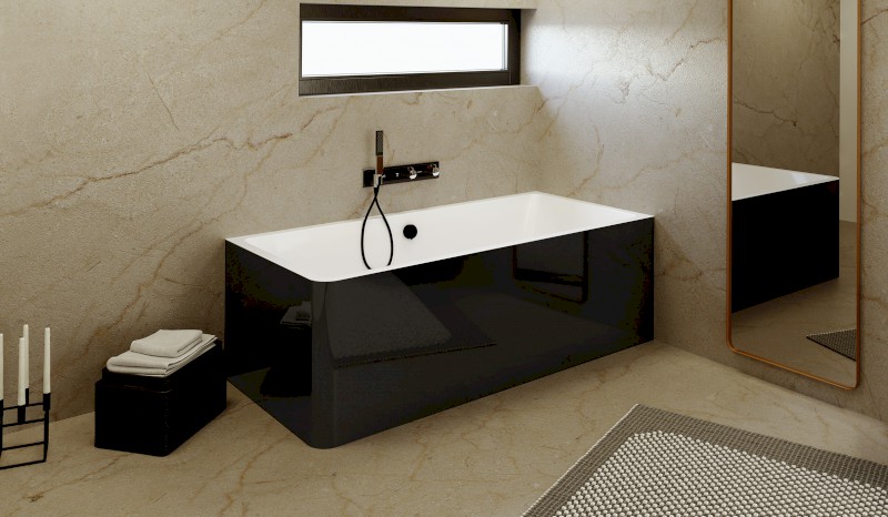 MARLENE CURVE R MONOLITH obdélníková vana 185x85x63cm, bílá/černá 71607MCRB