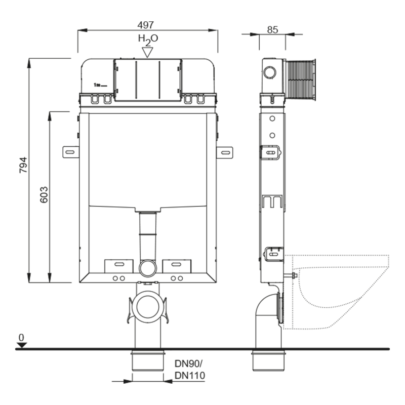 SCHWAB SET WC 199 podomítková nádržka pro zazdění 3/6l, DN110mm T02-0112-0250
