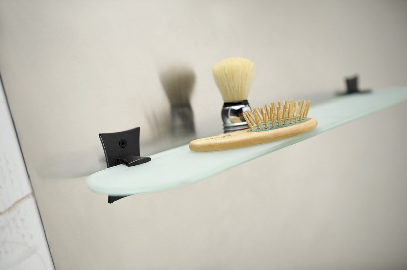 REBECCA skleněná police 560mm, černá CC015