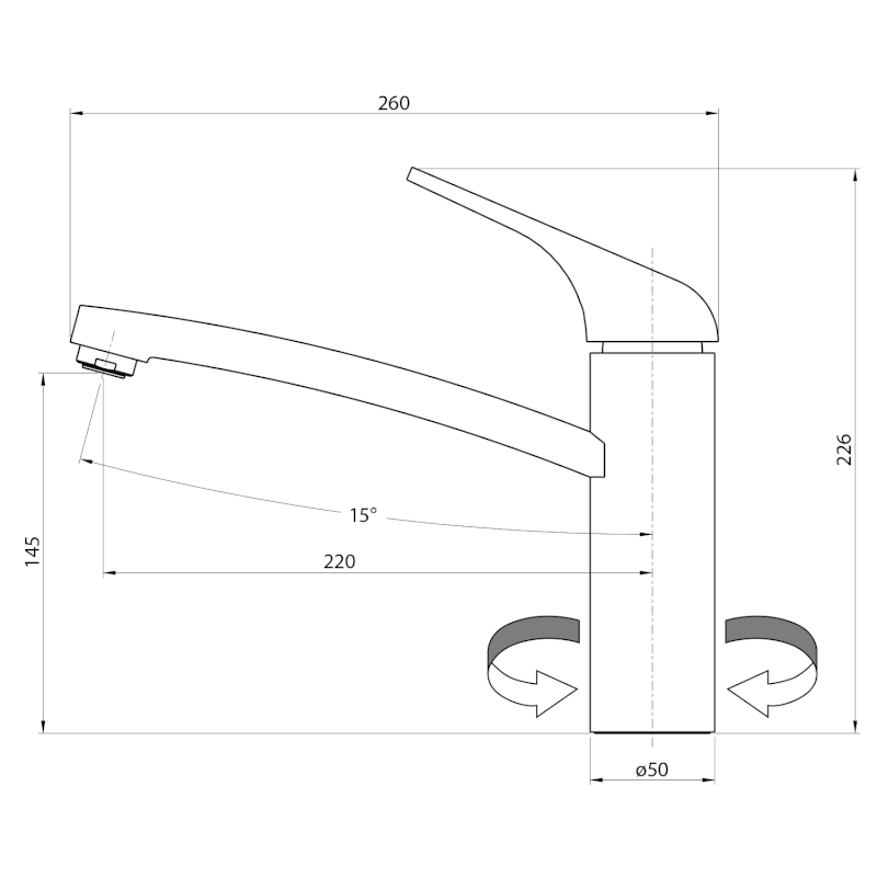 LISON stojánková dřezová baterie, chrom MJ125