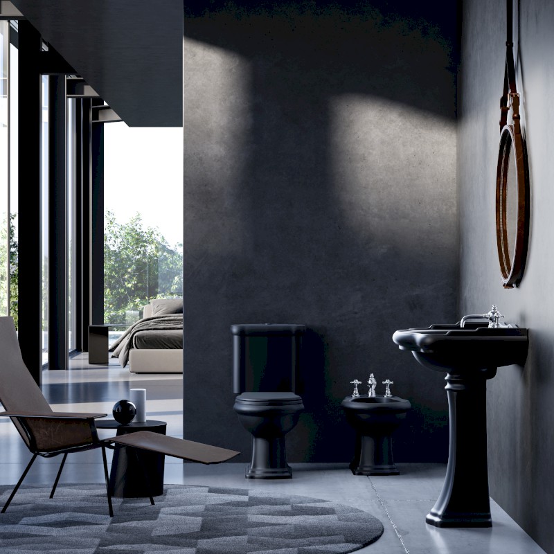 RETRO WC kombi mísa 38,5x72cm, spodní odpad, černá mat 101231