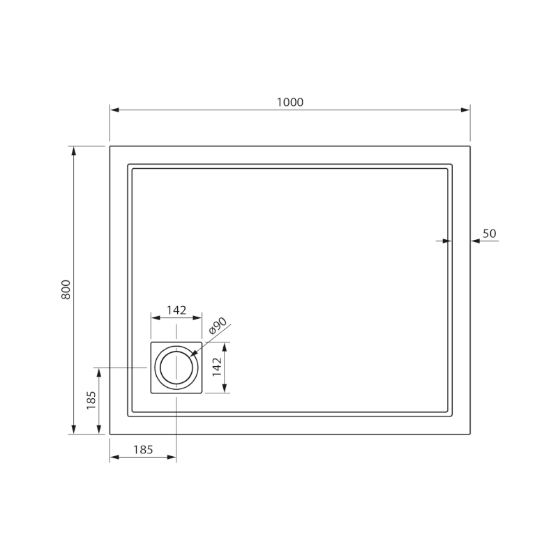 XENA sprchová vanička z litého mramoru, obdélník 100x80cm, bílá HX10080