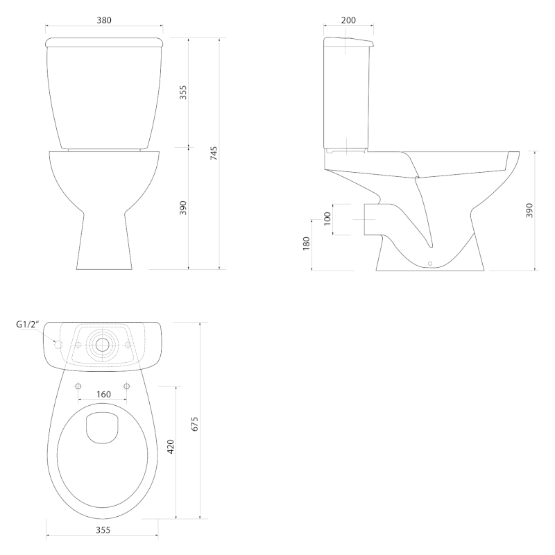 JOSE WC kombi, dvojtlačítko 3/6l, zadní odpad, bílá PS8812