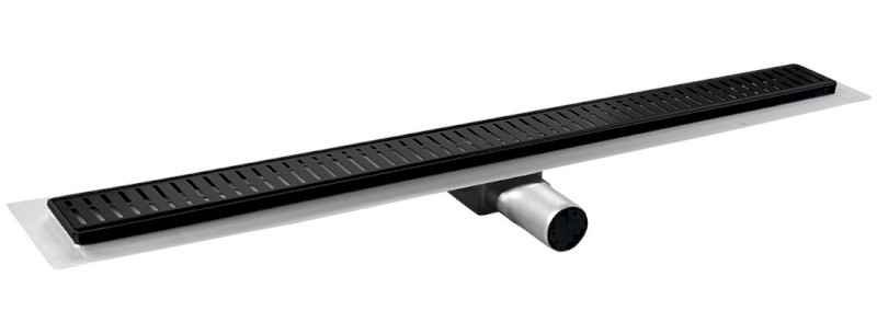 MANUS ONDA nerezový podlahový žlab s roštem, L-1250, DN50, černá mat GMO18B