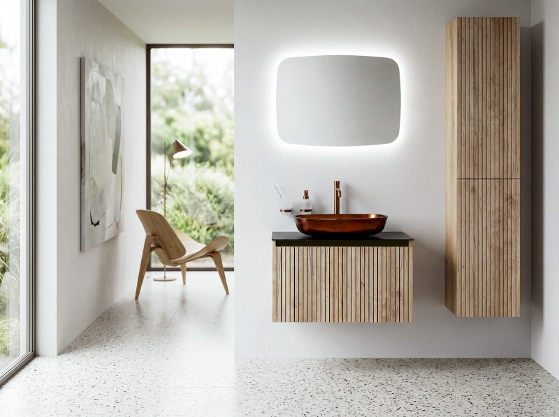 NELIO umyvadlová skříňka 96,5x44x49cm, 1x zásuvka, dub stříbrný NL100-1111