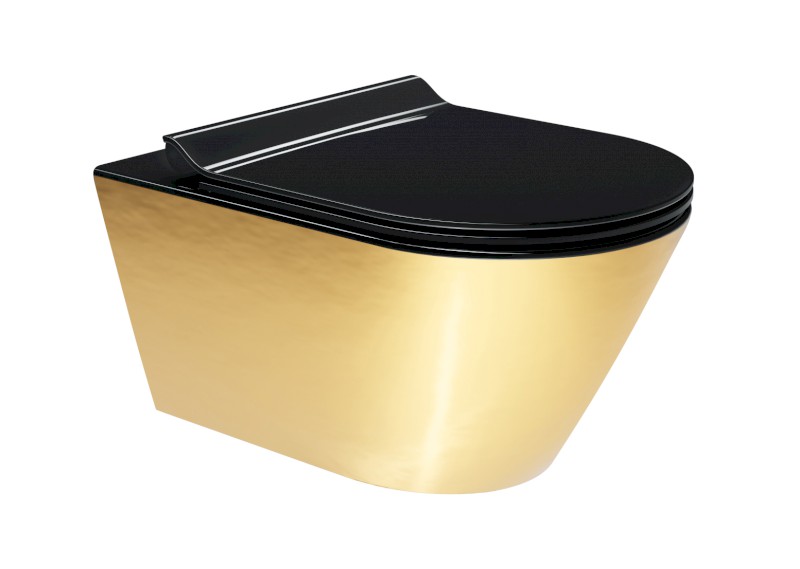 KUBE X závěsná WC mísa GeniusFlush, 36x55cm, černá/zlatá 941351