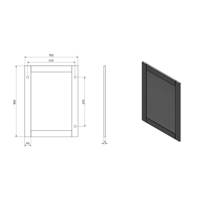 FAVOLO zrcadlo v rámu 70x90cm, bílá mat FV090