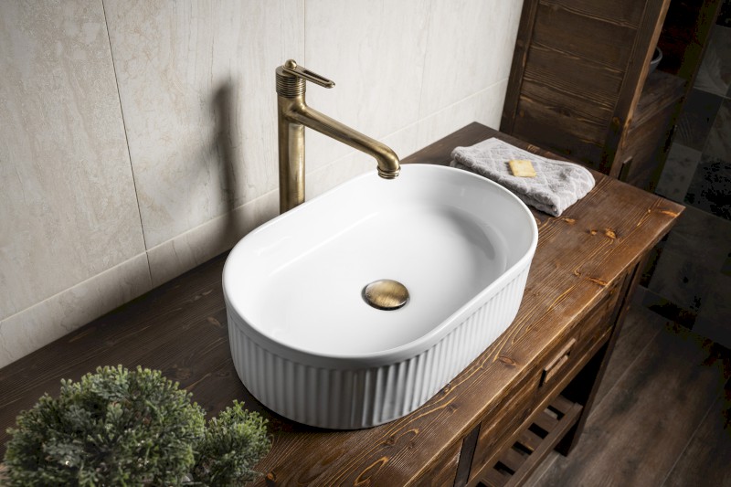 BEBÉ stojánková umyvadlová baterie vysoká, prodloužená hubice, bronz BB007/18