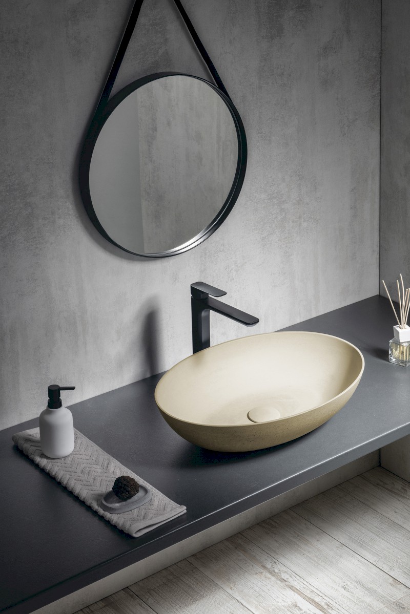 FORMIGO betonové umyvadlo na desku, 60x40cm, žlutá mat FG222