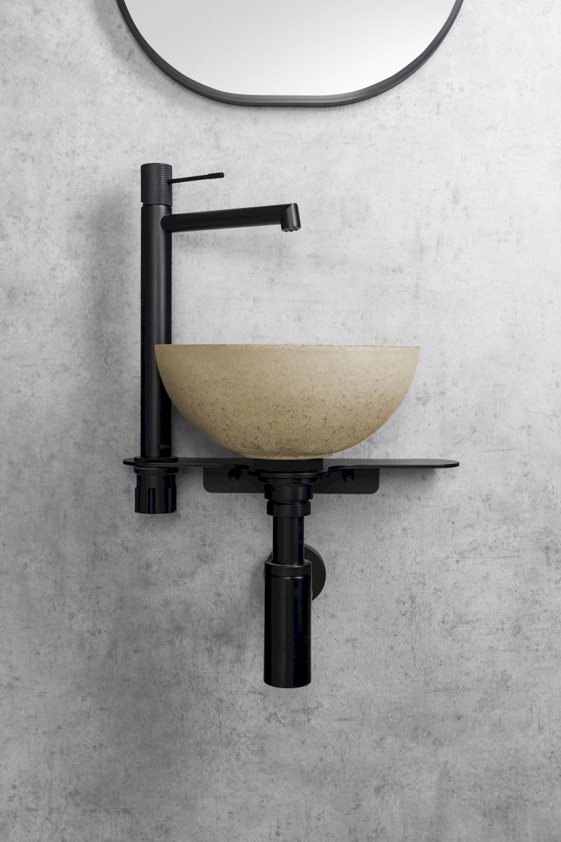 MINOR betonové umývátko na desku, Ø 26cm, žlutá mat MR26022