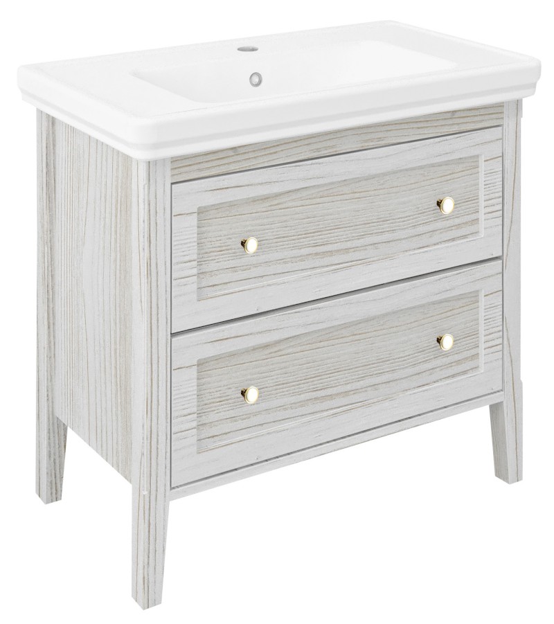 CROSS umyvadlová skříňka 85x81x47cm, 2x zásuvka, starobílá CR291