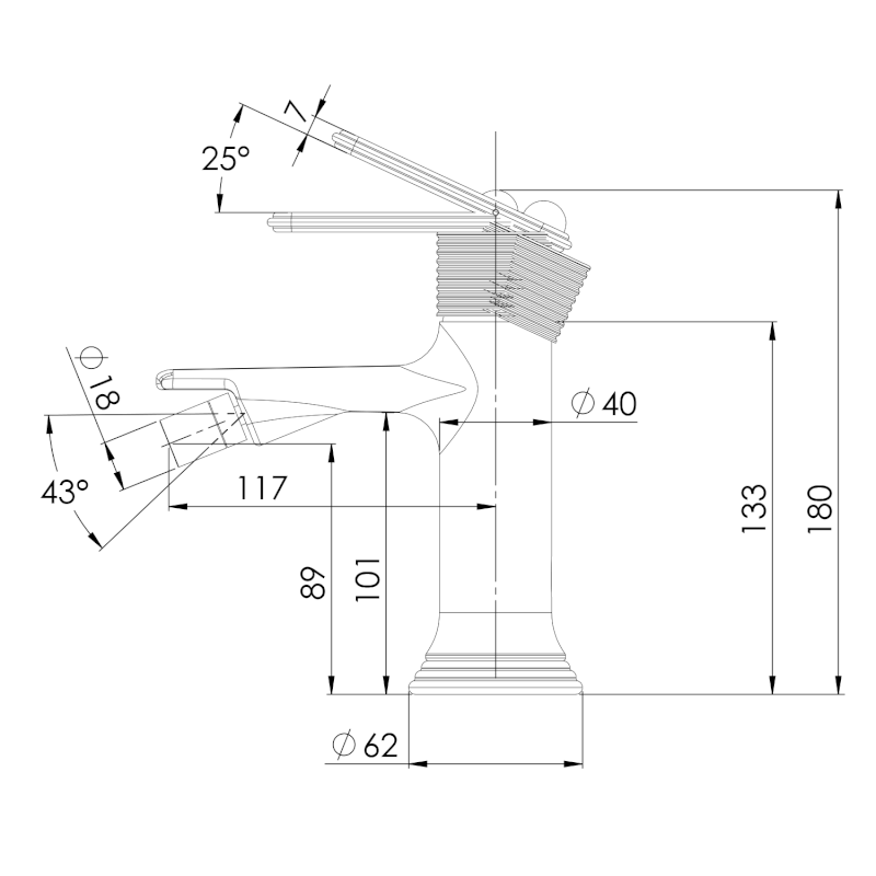 BEBÉ stojánková bidetová baterie, zlato BB003/17