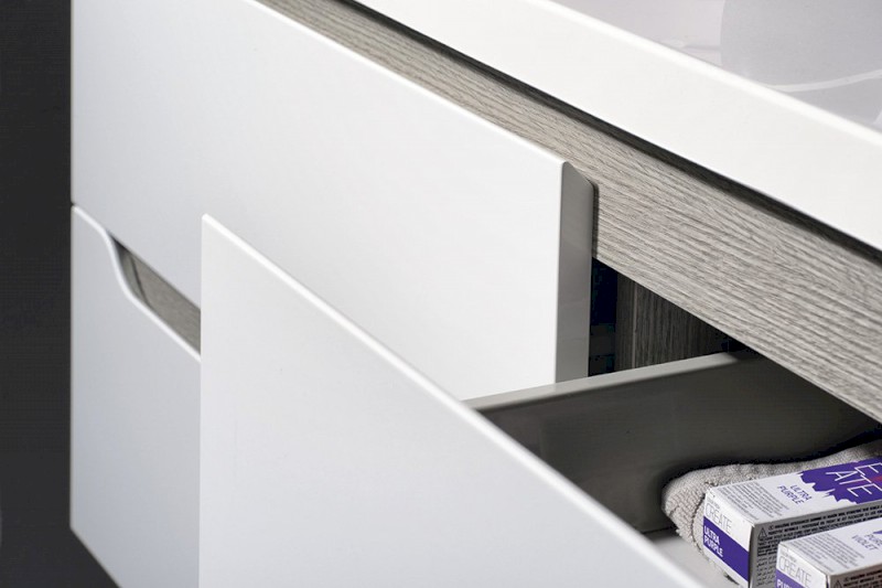 WAVE dvojumyvadlová skříňka 149,7x50x47,8cm, bílá/dub stříbrný WA150-3011